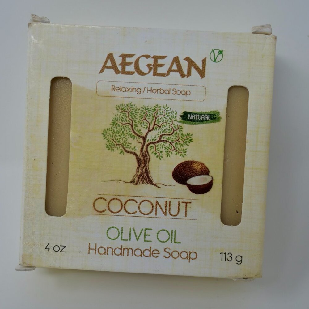 1 Bar AEGEAN Coconut Olive Oil Handmade Soap 4 oz Vegan Relaxing